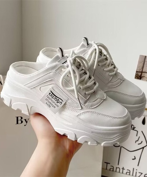 Teem Store（チームストア）の「配色サボスニーカー（スニーカー・レディース・ホワイト/ピンク/ブルー・38/36）」の4枚目の写真