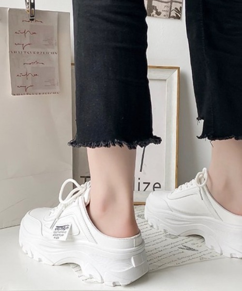 Teem Store（チームストア）の「配色サボスニーカー（スニーカー・レディース・ホワイト/ピンク/ブルー・38/36）」の8枚目の写真