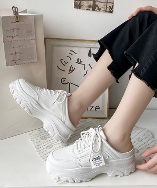 Teem Store（チームストア）の「配色サボスニーカー（スニーカー・レディース・ホワイト/ピンク/ブルー・38/36）」の9枚目の写真