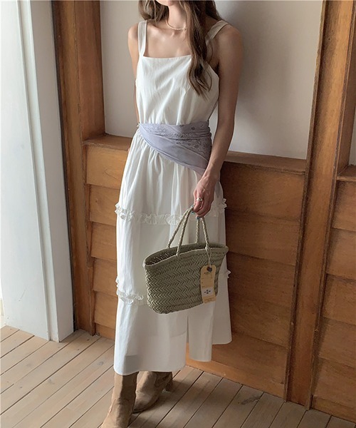 gossip!ロサンゼルス(ゴシップロサンゼルス)の「YUGA サスペンダー ロングワンピース(ワンピース・レディース・ホワイト・M/L)」の13枚目の写真
