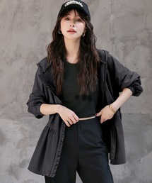 TeddyShop | レディース水着 【紫外線遮蔽率 99%以上】長ぽわん袖フード付きフリルラッシュガードトップス(ラッシュガード)