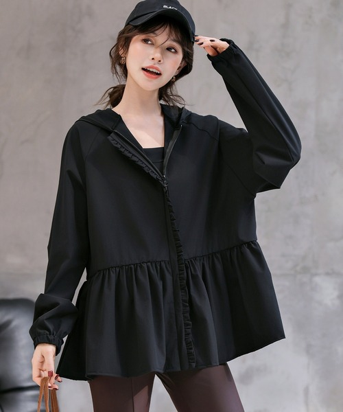 TeddyShop（テディショップ）の「【紫外線遮蔽率 99%以上/接触冷感/大きいサイズ有】レディース水着 長ぽわん袖フード付きフリルラッシュガード パーカー 水陸両用（ラッシュガード・レディース・ブラック/ベージュ/チャコールグレー/ホワイト・M/S/L/LL）」の19枚目の写真