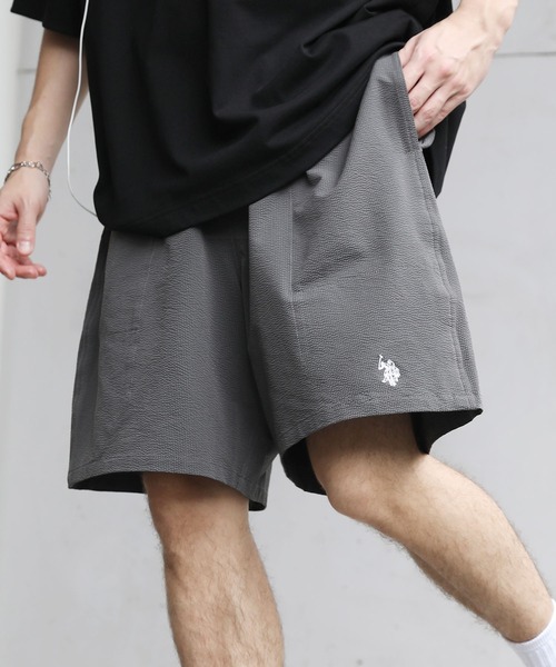 U.S. POLO ASSN.(ユーエスポロアッスン)の「U.S.POLO ASSN. 別注 ワンポイント刺繍バギーショーツ シアサッカー/ナイロン(その他パンツ・メンズ・ブラック系/グレー/カーキ/ブラック/ライトグレー/ネイビー/チャコール・XL/L/M/S)」の4枚目の写真