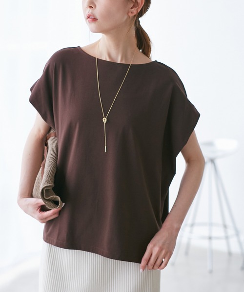 ROPE' PICNIC(ロペピクニック)の「マルチファンクション二の腕すっきり見えカットトップス(Tシャツ/カットソー・レディース・グリーン系その他/ブルー/クリーム/カーキ/ピンク/ブラック/ダークブラウン/オフホワイト・38)」の3枚目の写真