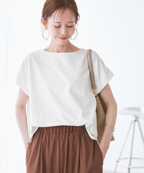 ROPE' PICNIC(ロペピクニック)の「マルチファンクション二の腕すっきり見えカットトップス(Tシャツ/カットソー・レディース・グリーン系その他/ブルー/クリーム/カーキ/ピンク/ブラック/ダークブラウン/オフホワイト・38)」の21枚目の写真