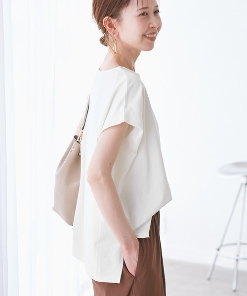 ROPE' PICNIC(ロペピクニック)の「マルチファンクション二の腕すっきり見えカットトップス(Tシャツ/カットソー・レディース・グリーン系その他/ブルー/クリーム/カーキ/ピンク/ブラック/ダークブラウン/オフホワイト・38)」の22枚目の写真