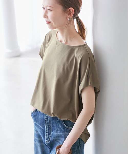 ROPE' PICNIC(ロペピクニック)の「マルチファンクション二の腕すっきり見えカットトップス(Tシャツ/カットソー・レディース・グリーン系その他/ブルー/クリーム/カーキ/ピンク/ブラック/ダークブラウン/オフホワイト・38)」の14枚目の写真