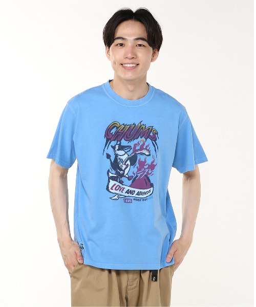 CHUMS（チャムス）の「CHUMS/チャムス 半袖Tシャツ フロントプリント CH01-2533（Tシャツ/カットソー・メンズ・サックスブルー/ブルーグリーン/ブラック/オフホワイト・M/L/XL）」の13枚目の写真