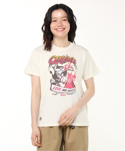 CHUMS（チャムス）の「CHUMS/チャムス 半袖Tシャツ フロントプリント CH01-2533（Tシャツ/カットソー・メンズ・サックスブルー/ブルーグリーン/ブラック/オフホワイト・M/L/XL）」の6枚目の写真
