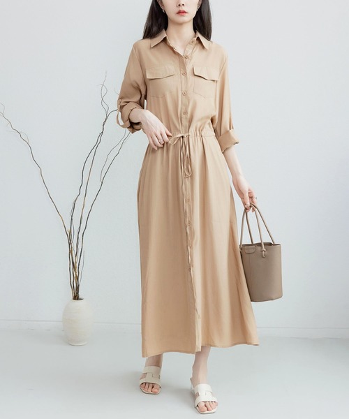 ワンピース ロングワンピース 長袖 カットソーワンピース[品番