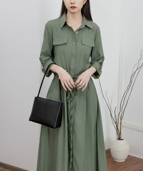 新品ま未使用　長袖ロングシャツ　グレー　FREE size 楽天市場】シャツワンピース レディース 襟付き シャツ 長袖