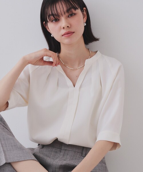 OPAQUE.CLIP（オペークドットクリップ）の「ガラスビーズネックレス（ネックレス・レディース・ホワイト/サンドベージュ/ブルー系その他・00）」の8枚目の写真