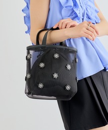 MIAN （ミアン）の「【MIAN】フラワーメッシュミニトート バケツバッグ 巾着付き / 2251-116-1（トートバッグ）」
