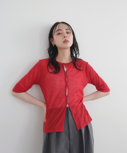 セール】フロントホールシアーカットトップス（Tシャツ