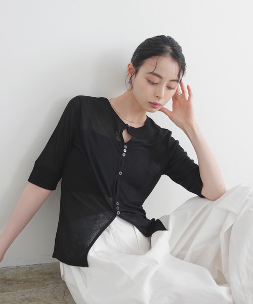 トップス saya SLY | OFFSHOULDER FRONT ZIP トップス (Tシャツ・カットソー