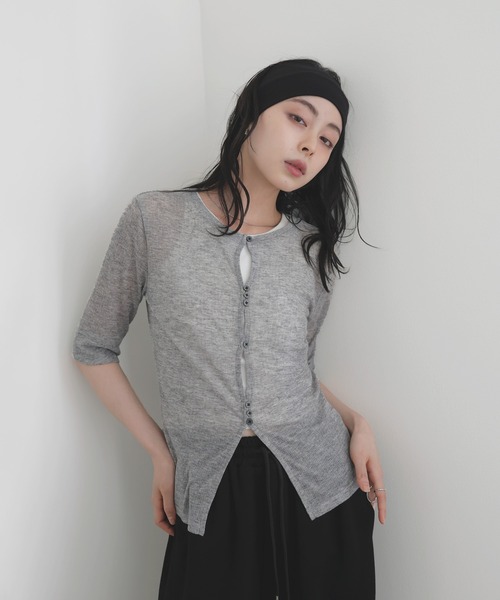 セール】フロントホールシアーカットトップス（Tシャツ