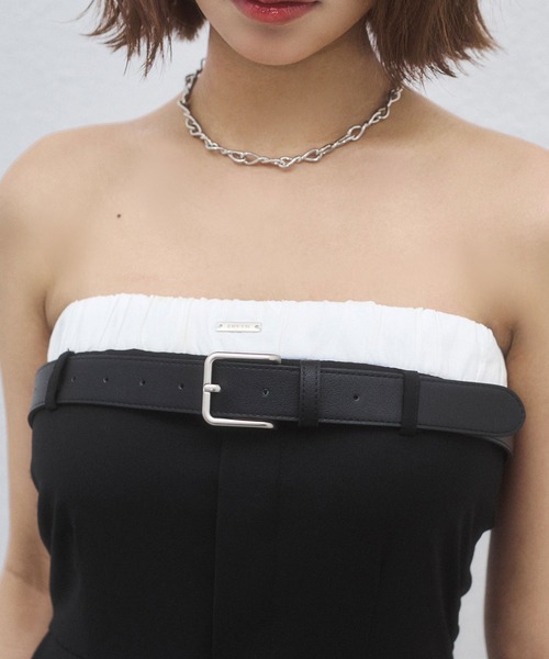 ENVYM(アンビー)の「【Aimi×ENVYM】ベーシックフェイクレザーベルト(ベルト・レディース・ブラック・FREE)」の1枚目の写真