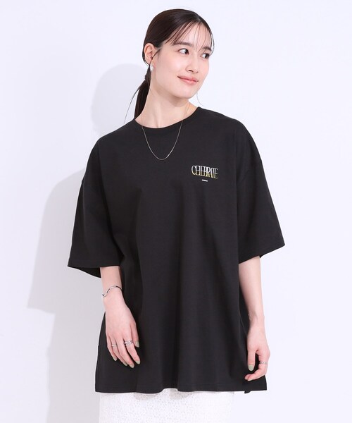 Cutie Blonde（キューティーブロンド）の「【洗える】ゆるシルエットが抜け感を演出 プリントBIG Tシャツ（Tシャツ/カットソー・レディース・ホワイト系1/チャコール/ブラック系1/ブルー系1・00）」の13枚目の写真