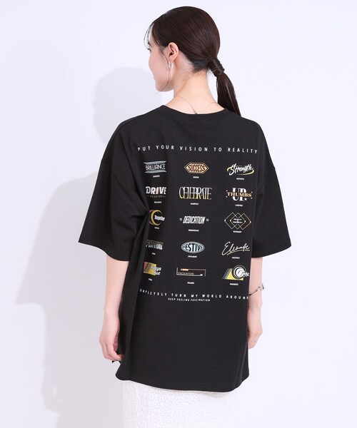 Cutie Blonde（キューティーブロンド）の「【洗える】ゆるシルエットが抜け感を演出 プリントBIG Tシャツ（Tシャツ/カットソー・レディース・ホワイト系1/チャコール/ブラック系1/ブルー系1・00）」の14枚目の写真