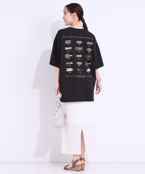 Cutie Blonde（キューティーブロンド）の「【洗える】ゆるシルエットが抜け感を演出 プリントBIG Tシャツ（Tシャツ/カットソー・レディース・ホワイト系1/チャコール/ブラック系1/ブルー系1・00）」の15枚目の写真