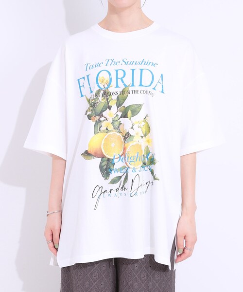 Cutie Blonde（キューティーブロンド）の「【洗える】ゆるシルエットが抜け感を演出 プリントBIG Tシャツ（Tシャツ/カットソー・レディース・ホワイト系1/チャコール/ブラック系1/ブルー系1・00）」の21枚目の写真