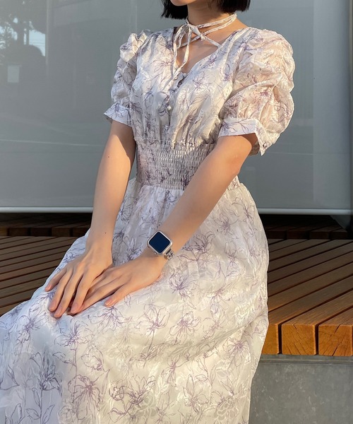 NOMAE(ノーマエ)の「クロスストラップFlowerワンピース(ワンピース・レディース・パープル系その他/ホワイト系その他/ピンク系その他/ブルー系その他・FREE)」の22枚目の写真