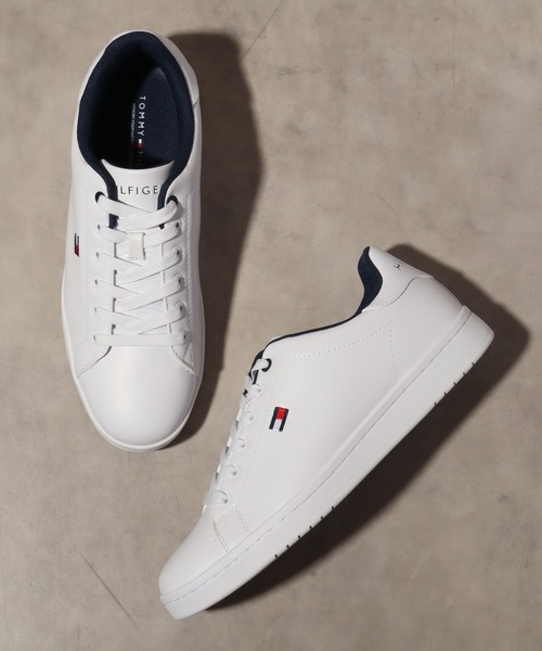 TOMMY HILFIGER(トミーヒルフィガー)の「【TOMMY HILFIGER/トミーヒルフィガー】H-LENDAR/シンセティックレザー ローカット ワンポイントスニーカー(スニーカー・メンズ・ホワイト・7.5/8/8.5/9/9.5/10)」の5枚目の写真