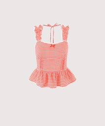 LA POMME petit(|~Ev`)Peplum Check Vest Top(L~\[)