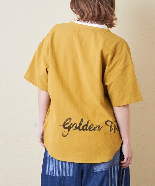 CUBE SUGAR（キューブシュガー）の「綿ボイルロゴ刺繍ノーカラーシャツ（シャツ/ブラウス・レディース・マスタード/ナチュラル/チャコールグレー/カーキ/マルチ・M）」の16枚目の写真