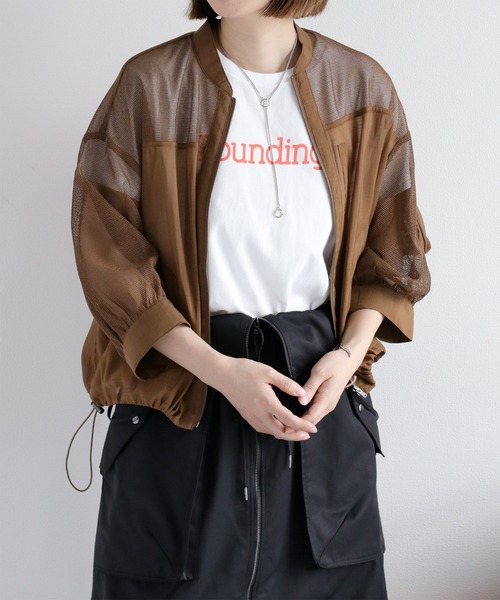 cepo（セポ）の「シアーメッシュ MA-1 ブルゾン（ブルゾン・レディース・ブラック/オフホワイト/ブラウン・M）」の3枚目の写真