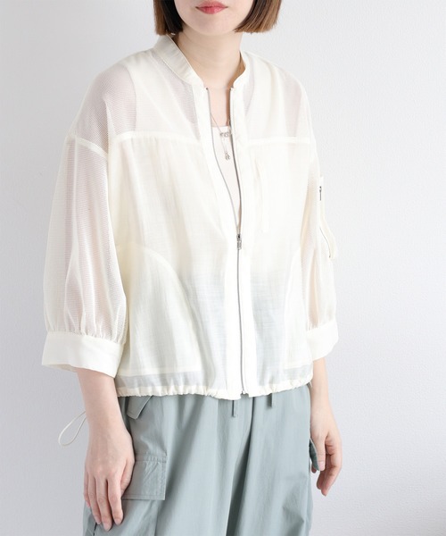 cepo（セポ）の「シアーメッシュ MA-1 ブルゾン（ブルゾン・レディース・ブラック/オフホワイト/ブラウン・M）」の17枚目の写真