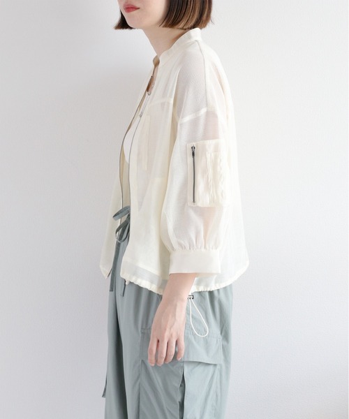 cepo（セポ）の「シアーメッシュ MA-1 ブルゾン（ブルゾン・レディース・ブラック/オフホワイト/ブラウン・M）」の19枚目の写真