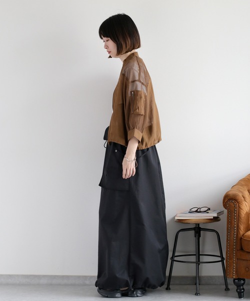 cepo（セポ）の「シアーメッシュ MA-1 ブルゾン（ブルゾン・レディース・ブラック/オフホワイト/ブラウン・M）」の8枚目の写真