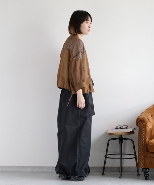 cepo（セポ）の「シアーメッシュ MA-1 ブルゾン（ブルゾン・レディース・ブラック/オフホワイト/ブラウン・M）」の10枚目の写真