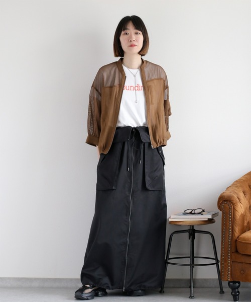 cepo（セポ）の「シアーメッシュ MA-1 ブルゾン（ブルゾン・レディース・ブラック/オフホワイト/ブラウン・M）」の7枚目の写真