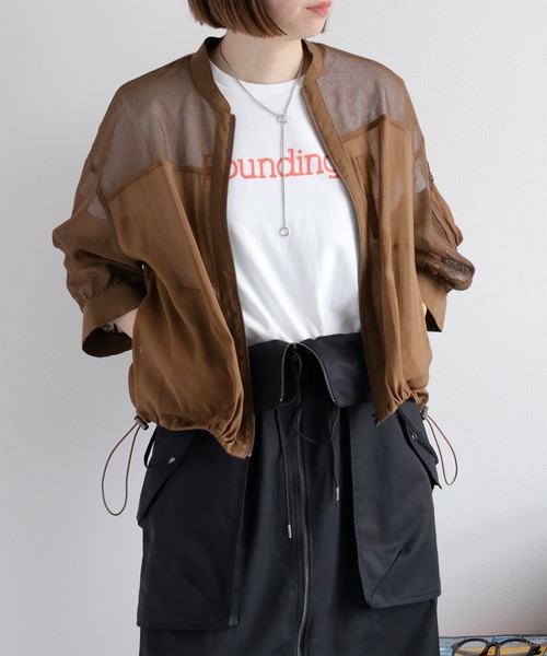 cepo（セポ）の「シアーメッシュ MA-1 ブルゾン（ブルゾン・レディース・ブラック/オフホワイト/ブラウン・M）」の12枚目の写真