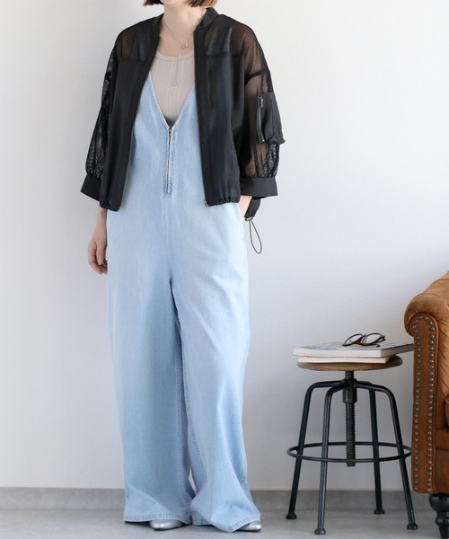 cepo（セポ）の「シアーメッシュ MA-1 ブルゾン（ブルゾン・レディース・ブラック/オフホワイト/ブラウン・M）」の4枚目の写真