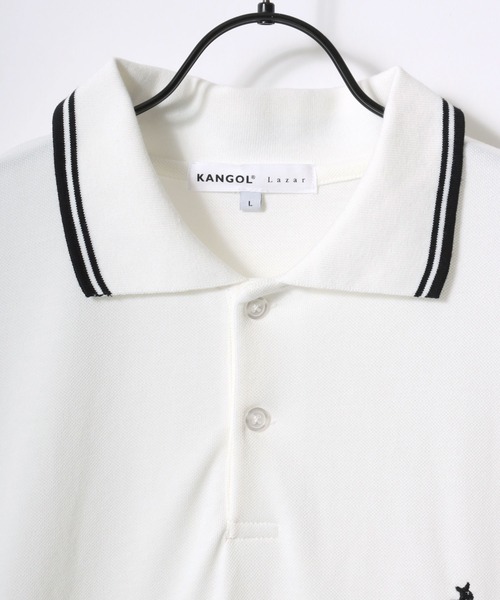 KANGOL（カンゴール）の「KANGOL/カンゴール Lazar別注･コラボ オーバーサイズ カノコ ロゴ ワンポイント刺繍 無地 襟ライン 半袖ポロシャツ/レディース メンズ（ポロシャツ・メンズ・ネイビー/ブラック×ゴールド/ワイン/ブラック×ホワイト/ホワイト・L/XL/M）」の22枚目の写真