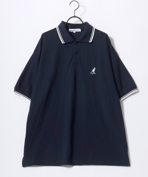 KANGOL（カンゴール）の「KANGOL/カンゴール Lazar別注･コラボ オーバーサイズ カノコ ロゴ ワンポイント刺繍 無地 襟ライン 半袖ポロシャツ/レディース メンズ（ポロシャツ・メンズ・ネイビー/ブラック×ゴールド/ワイン/ブラック×ホワイト/ホワイト・L/XL/M）」の19枚目の写真