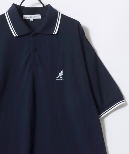 KANGOL（カンゴール）の「KANGOL/カンゴール Lazar別注･コラボ オーバーサイズ カノコ ロゴ ワンポイント刺繍 無地 襟ライン 半袖ポロシャツ/レディース メンズ（ポロシャツ・メンズ・ネイビー/ブラック×ゴールド/ワイン/ブラック×ホワイト/ホワイト・L/XL/M）」の14枚目の写真