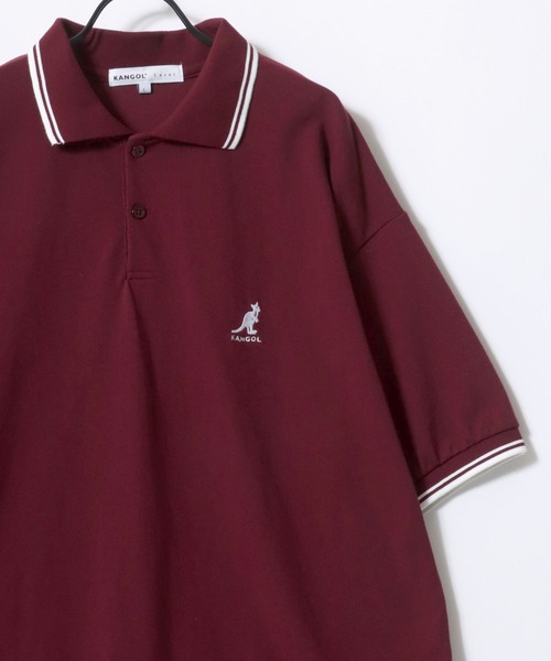 KANGOL（カンゴール）の「KANGOL/カンゴール Lazar別注･コラボ オーバーサイズ カノコ ロゴ ワンポイント刺繍 無地 襟ライン 半袖ポロシャツ/レディース メンズ（ポロシャツ・メンズ・ネイビー/ブラック×ゴールド/ワイン/ブラック×ホワイト/ホワイト・L/XL/M）」の15枚目の写真