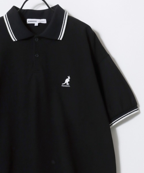 KANGOL（カンゴール）の「KANGOL/カンゴール Lazar別注･コラボ オーバーサイズ カノコ ロゴ ワンポイント刺繍 無地 襟ライン 半袖ポロシャツ/レディース メンズ（ポロシャツ・メンズ・ネイビー/ブラック×ゴールド/ワイン/ブラック×ホワイト/ホワイト・L/XL/M）」の12枚目の写真