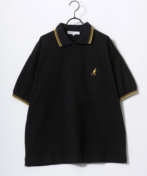 KANGOL（カンゴール）の「KANGOL/カンゴール Lazar別注･コラボ オーバーサイズ カノコ ロゴ ワンポイント刺繍 無地 襟ライン 半袖ポロシャツ/レディース メンズ（ポロシャツ・メンズ・ネイビー/ブラック×ゴールド/ワイン/ブラック×ホワイト/ホワイト・L/XL/M）」の18枚目の写真
