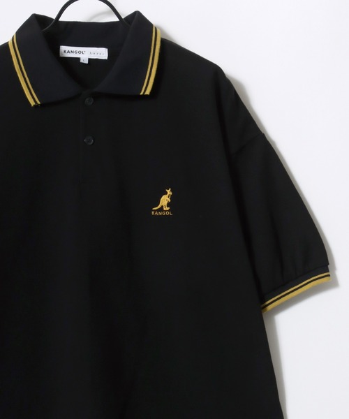 KANGOL（カンゴール）の「KANGOL/カンゴール Lazar別注･コラボ オーバーサイズ カノコ ロゴ ワンポイント刺繍 無地 襟ライン 半袖ポロシャツ/レディース メンズ（ポロシャツ・メンズ・ネイビー/ブラック×ゴールド/ワイン/ブラック×ホワイト/ホワイト・L/XL/M）」の13枚目の写真