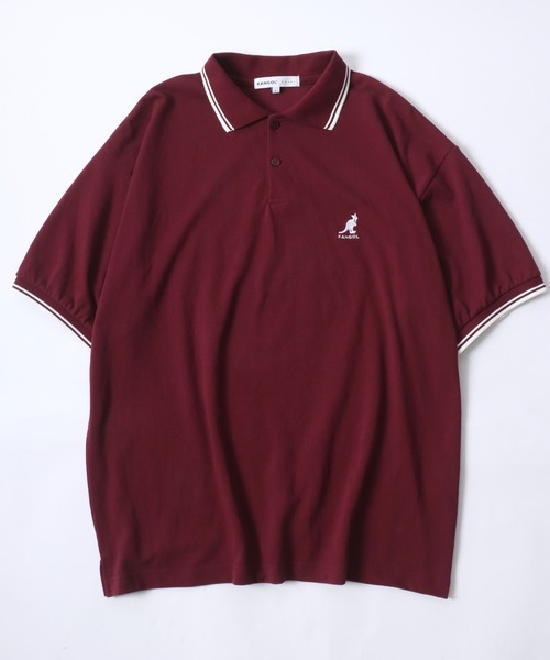 KANGOL（カンゴール）の「KANGOL/カンゴール Lazar別注･コラボ オーバーサイズ カノコ ロゴ ワンポイント刺繍 無地 襟ライン 半袖ポロシャツ/レディース メンズ（ポロシャツ・メンズ・ネイビー/ブラック×ゴールド/ワイン/ブラック×ホワイト/ホワイト・L/XL/M）」の10枚目の写真