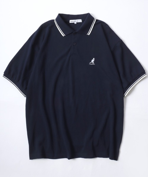 KANGOL（カンゴール）の「KANGOL/カンゴール Lazar別注･コラボ オーバーサイズ カノコ ロゴ ワンポイント刺繍 無地 襟ライン 半袖ポロシャツ/レディース メンズ（ポロシャツ・メンズ・ネイビー/ブラック×ゴールド/ワイン/ブラック×ホワイト/ホワイト・L/XL/M）」の9枚目の写真