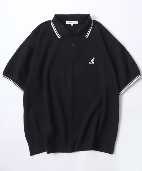 KANGOL（カンゴール）の「KANGOL/カンゴール Lazar別注･コラボ オーバーサイズ カノコ ロゴ ワンポイント刺繍 無地 襟ライン 半袖ポロシャツ/レディース メンズ（ポロシャツ・メンズ・ネイビー/ブラック×ゴールド/ワイン/ブラック×ホワイト/ホワイト・L/XL/M）」の7枚目の写真