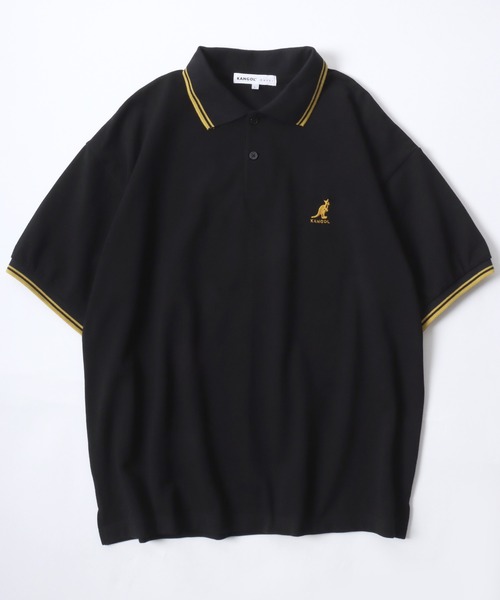 KANGOL（カンゴール）の「KANGOL/カンゴール Lazar別注･コラボ オーバーサイズ カノコ ロゴ ワンポイント刺繍 無地 襟ライン 半袖ポロシャツ/レディース メンズ（ポロシャツ・メンズ・ネイビー/ブラック×ゴールド/ワイン/ブラック×ホワイト/ホワイト・L/XL/M）」の8枚目の写真