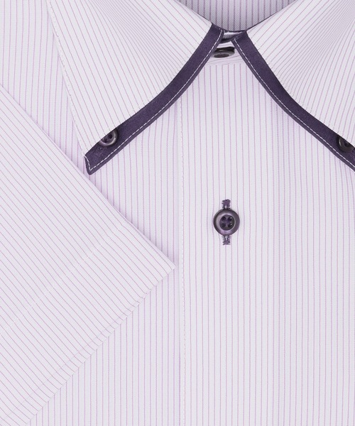 TOKYO SHIRTS(トウキョウシャツ)の「形態安定ノンアイロン ボタンダウン 半袖ストレッチビジネスワイシャツ(ビジネスシャツ・メンズ・ライトパープル・首回り45cm/首回り47cm)」の4枚目の写真