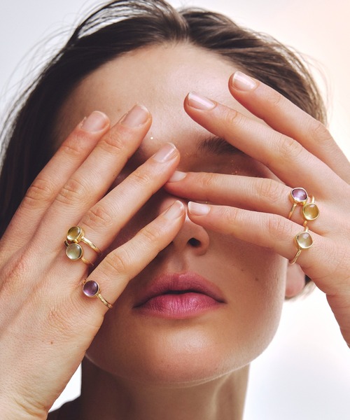 les bonbon(ルボンボン)の「【les bon bon】aura round ring/オーラ ラウンド リング BOB553 ※(リング・レディース・グリーン/パープル/レモンイエロー・9/11/13/15 )」の2枚目の写真